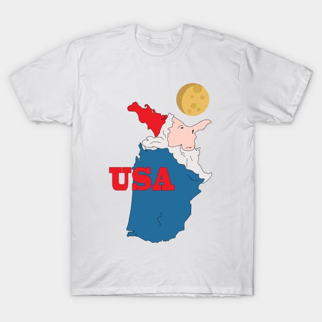 A funny map of the USA T-Shirt by percivalrussell